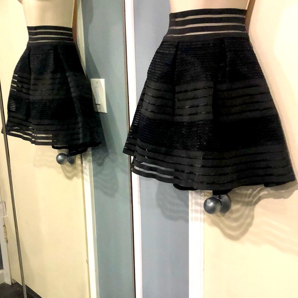ANGL Black Pleated Mini Skirt Stripes All Around - Picture 9 of 12